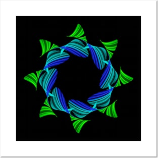 Blue and green mandala Posters and Art